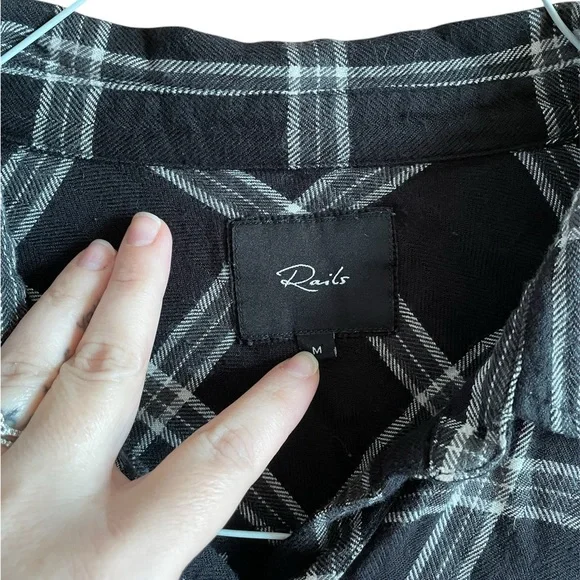 Rails Hunter Ash Cream Grey Plaid Flannel Button Shirt - Picture 4 of 7